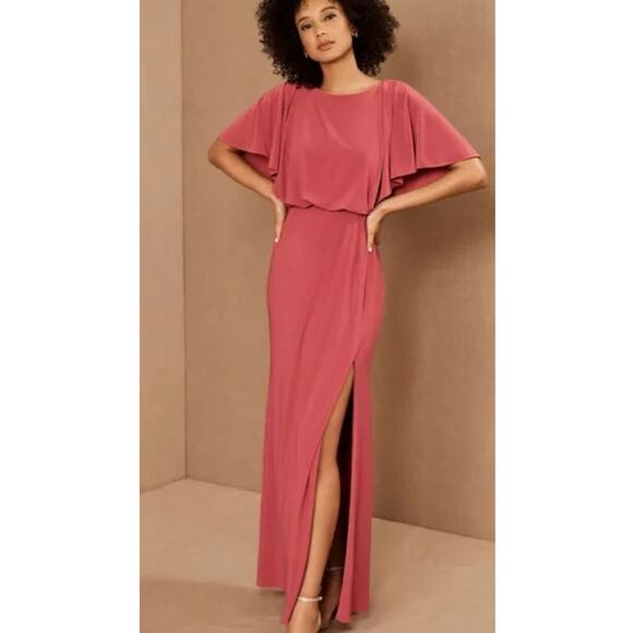 BHLDN × Anthropologie Lena Sleeve liquid knit Pink Dress. Size 16 - Picture 1 of 6